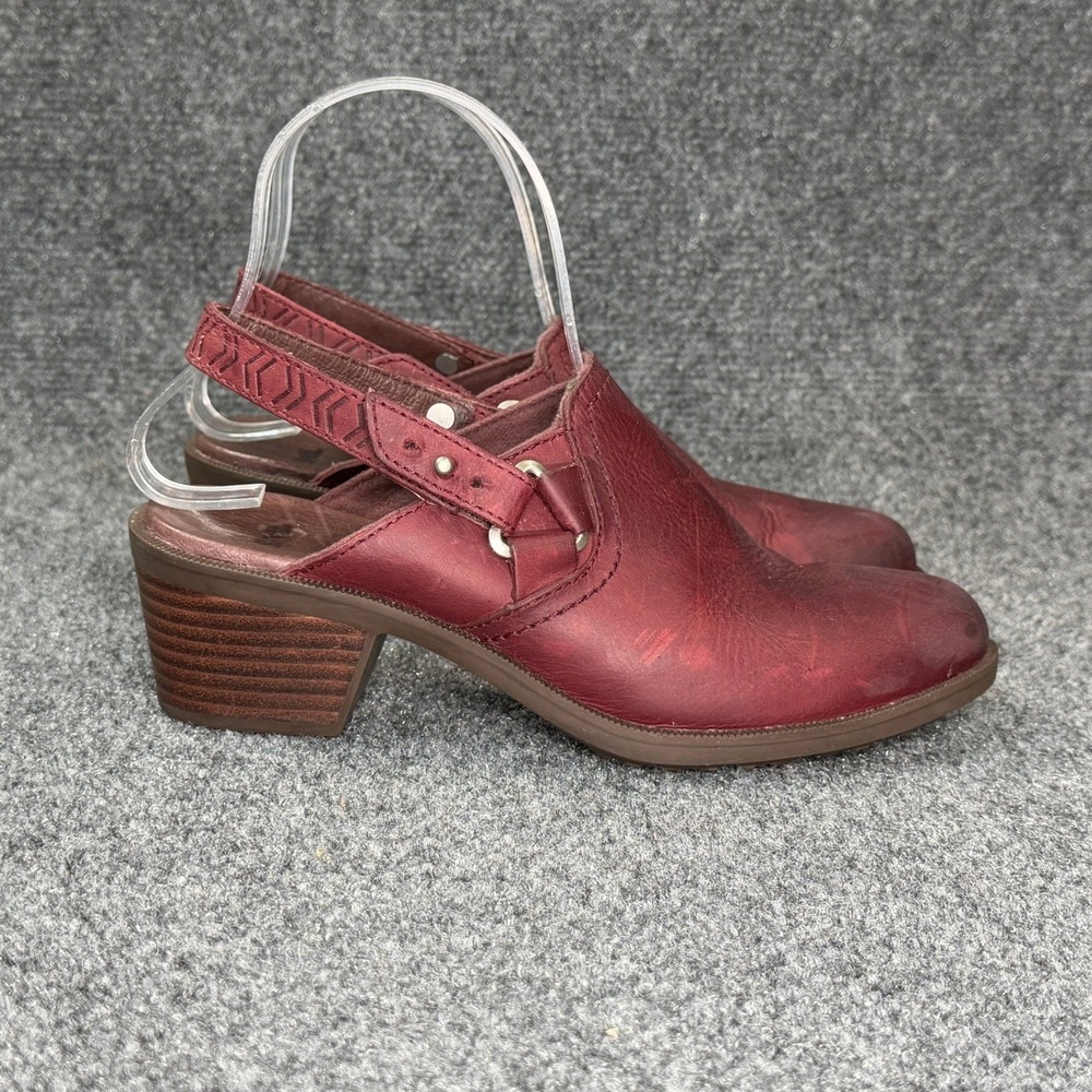Teva Foxy Clogs Women's 6 Burgundy Leather Slingback Strap Slip On Shoes‎